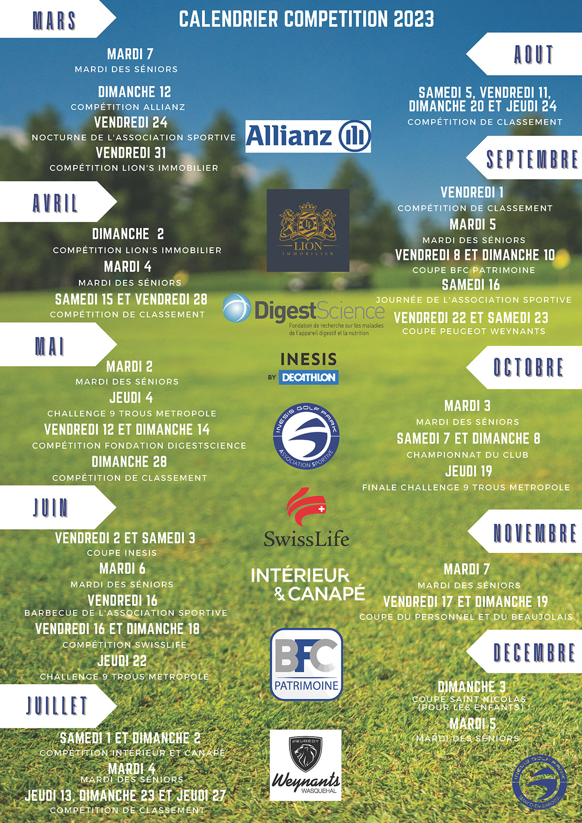 Affiche compétitions Inesis Golf Park au profit de DigestScience