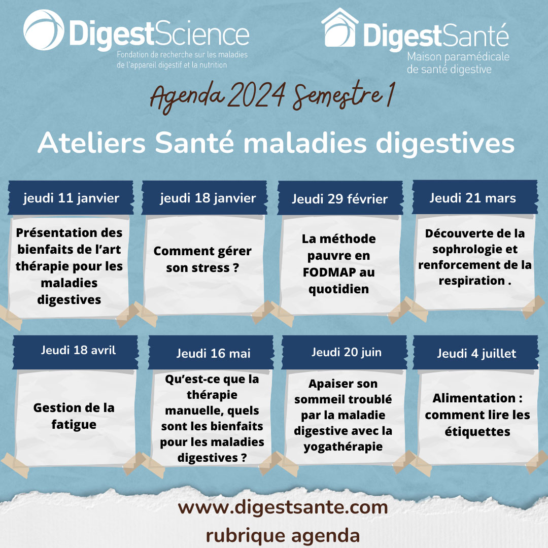 DigestSanté - Calendrier 2024 des ateliers santé - Semestre 1