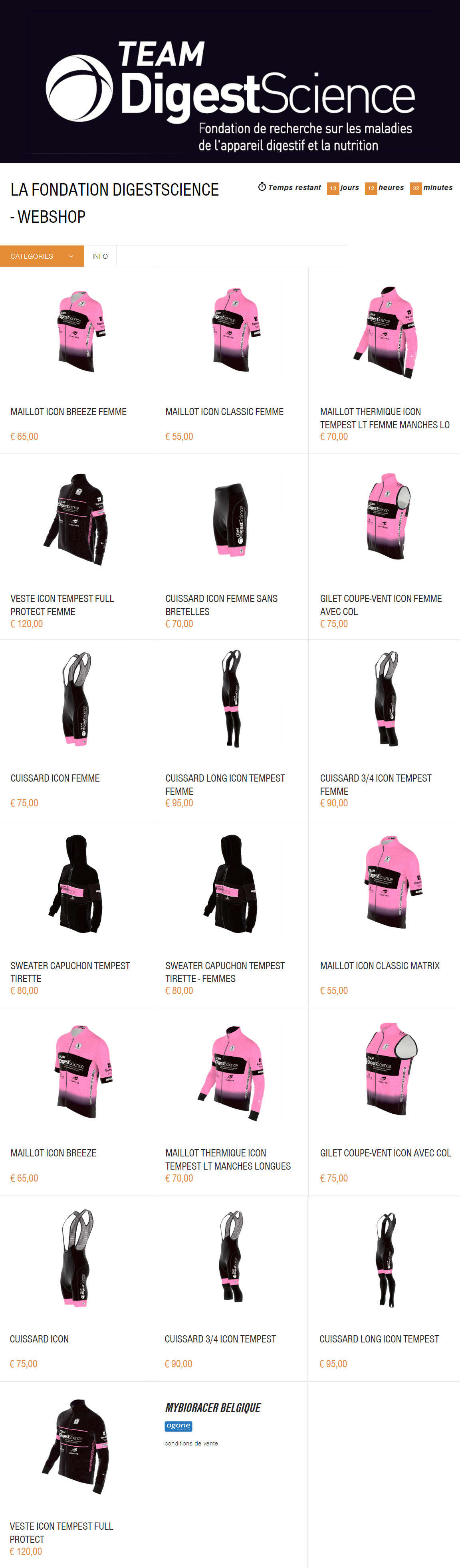 e-shop Bioracer page tenues Team DigestScience