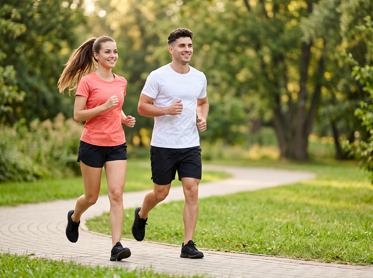 Couple qui pratique la course à pied