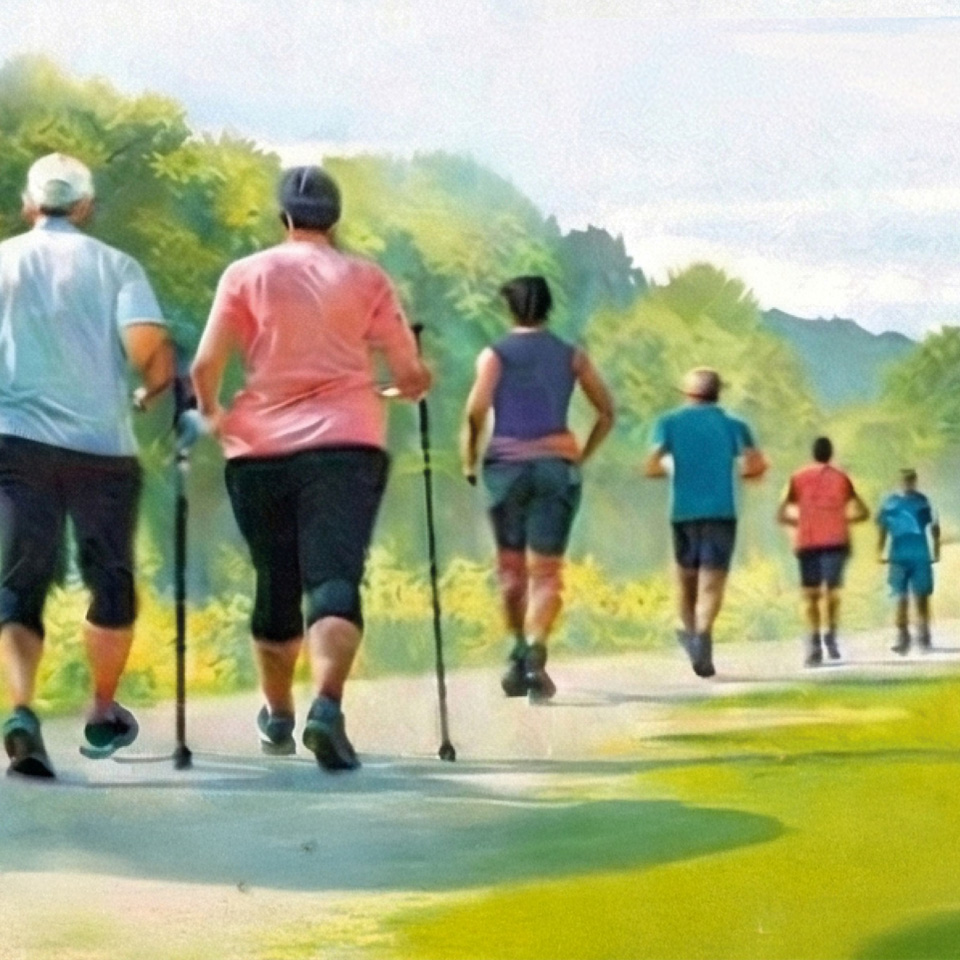 Dessins à l'aquarelle de randonneurs